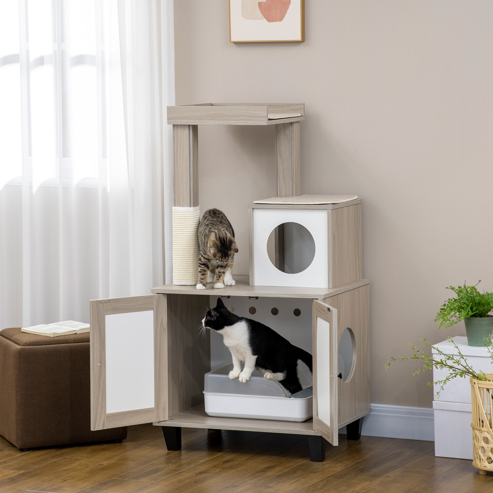 Cat tree with built in litter box hotsell